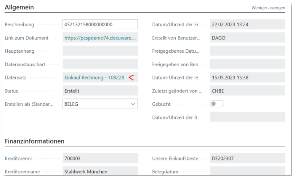Integration “Dynamics To DocuWare” – Kreditorenrechnungen aus DocuWare in Business Central angelegt