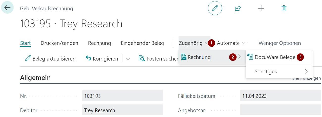 Integration “Dynamics To DocuWare” - Aufruf Kreditoren- und Debitorenakten aus DocuWare
